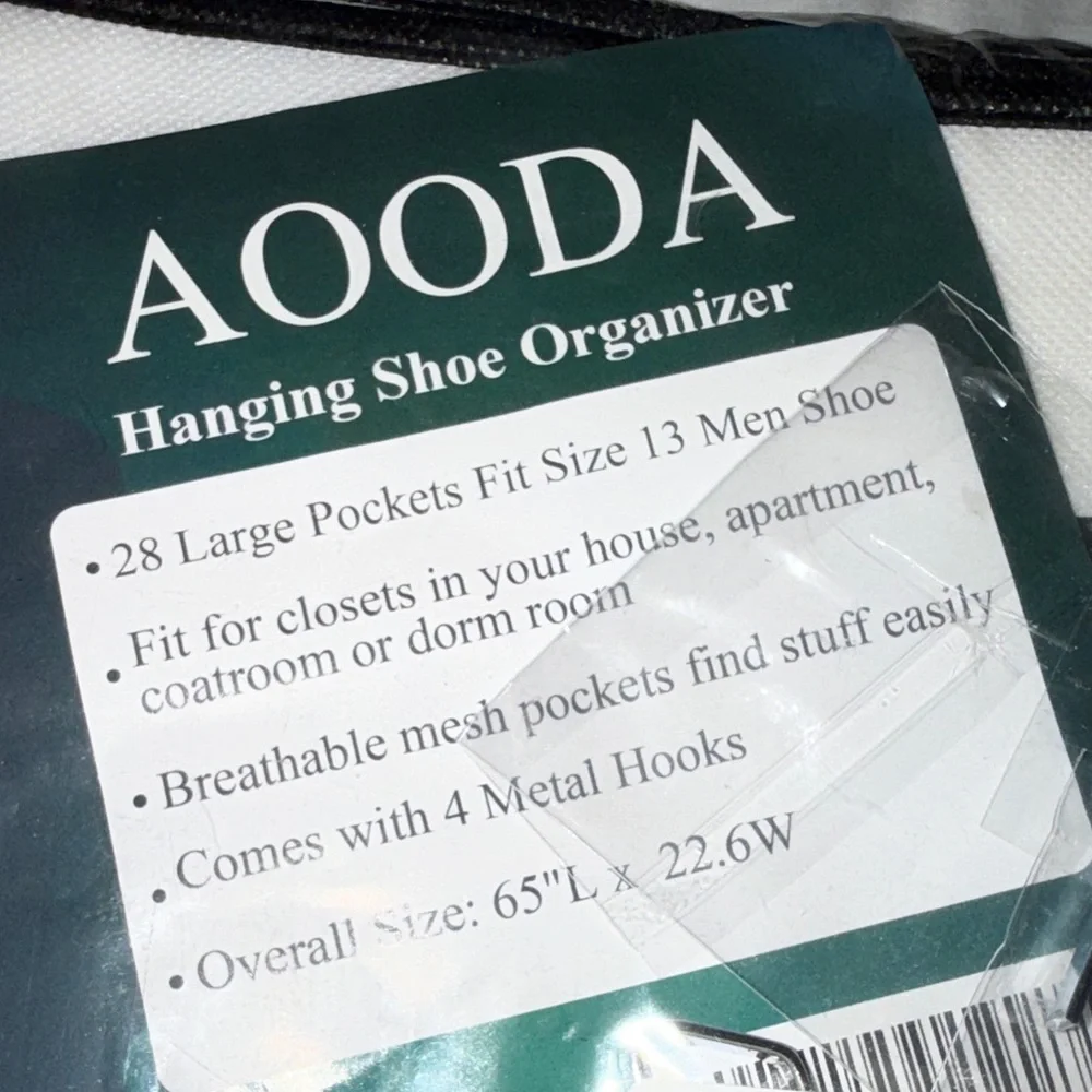 White Hanging Shoe Organizer with 28 Pockets